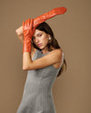 Rosemary Mid-forearm (orange) - Gants pour femme en cuir d’agneau avec doublure en soie & fonction tactile