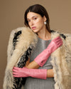 Rosemary Mid-forearm (rose) - Gants pour femme en cuir d’agneau avec doublure en soie & fonction tactile