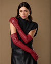 Rosemary Opera (rouge) - Gants pour femme en cuir d’agneau avec doublure en soie & fonction tactile