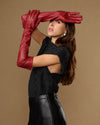 Rosemary Opera (rouge) - Gants pour femme en cuir d’agneau avec doublure en soie & fonction tactile