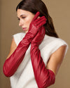 Rosemary Opera (rouge) - Gants pour femme en cuir d’agneau avec doublure en soie & fonction tactile