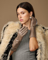 Rosemary Mid-forearm (taupe) - Gants pour femme en cuir d’agneau avec doublure en soie & fonction tactile