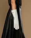 Rosemary Mid-forearm (blanc) - Gants pour femme en cuir d’agneau avec doublure en soie & fonction tactile