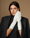 Rosemary Mid-forearm (blanc) - Gants pour femme en cuir d’agneau avec doublure en soie & fonction tactile