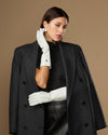 Rosemary Mid-forearm (blanc) - Gants pour femme en cuir d’agneau avec doublure en soie & fonction tactile