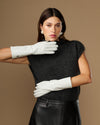 Rosemary Mid-forearm (blanc) - Gants pour femme en cuir d’agneau avec doublure en soie & fonction tactile