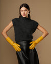 Rosemary Mid-forearm (jaune) - Gants pour femme en cuir d’agneau avec doublure en soie & fonction tactile