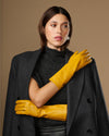 Rosemary Mid-forearm (jaune) - Gants pour femme en cuir d’agneau avec doublure en soie & fonction tactile