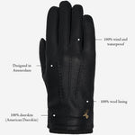 Columbus (black) – deerskin (American deerskin) leather gloves with warm wool lining  - Schwartz & von Halen - EU - 12