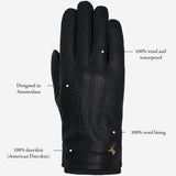 Columbus (black) – deerskin (American deerskin) leather gloves with warm wool lining  - Schwartz & von Halen - EU - 12