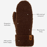 Sophia (brown) - Ultra-soft teddy mittens with warm faux fur lining - Schwartz & von Halen - EU - 12