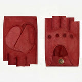 Selena (red) - Classic women's fingerless lambskin driving gloves