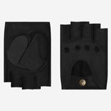 Selena (black) - Classic women's fingerless lambskin driving gloves