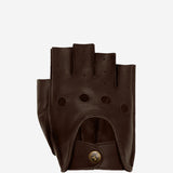 Selena (dark brown) - Classic women's fingerless lambskin driving gloves
