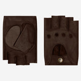 Selena (brown) - Classic women's fingerless lambskin driving gloves