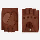 Selena (cognac) - Classic women's fingerless lambskin driving gloves