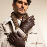 Smith (brown) - sheepskin leather gloves with snap closure & touchscreen feature - Schwartz & von Halen - EU - 5
