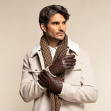 Smith (brown) - sheepskin leather gloves with snap closure & touchscreen feature - Schwartz & von Halen - EU - 9