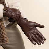 Smith (brown) - sheepskin leather gloves with snap closure & touchscreen feature - Schwartz & von Halen - EU - 14