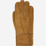 Taylor (camel) - Men's patchwork sheepskin gloves with warm sheep fur lining