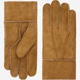 Taylor (camel) - Men's patchwork sheepskin gloves with warm sheep fur lining
