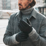 William (black) - goatskin leather gloves with warm fleece lining and press-stud - Schwartz & von Halen - EU - 8