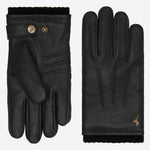 William (black) - goatskin leather gloves with warm fleece lining and press-stud - Schwartz & von Halen - EU - 2