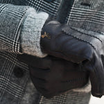 William (black) - goatskin leather gloves with warm fleece lining and press-stud - Schwartz & von Halen - EU - 7