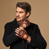 Zane (brown) – luxurious fingerless driving gloves made of American deerskin leather